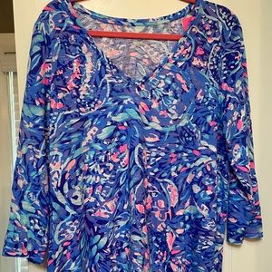 Lilly Pulitzer 3/4 sleeve Etta top Size L